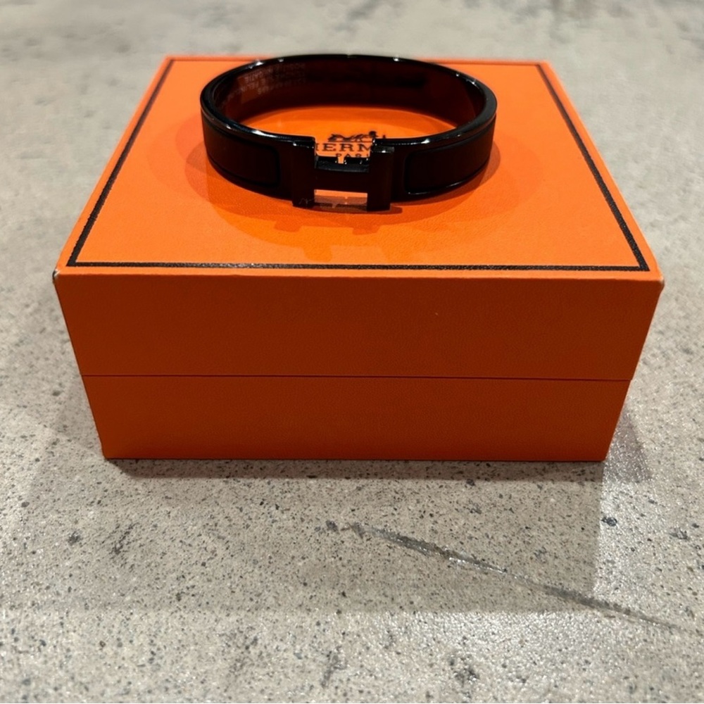 Rare black Hermes H clic bracelet